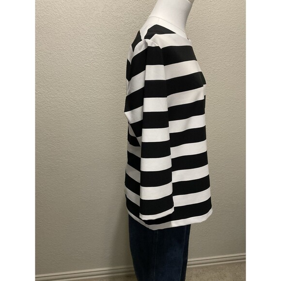 Ann Taylor, 3/4 Sleeve, Boatneck, Black/White Stripe Blouse, Size: 6 - Picture 2 of 5